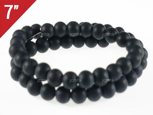 12mm Matte Black Agate Round Loose Beads About 7"[i12f16m]