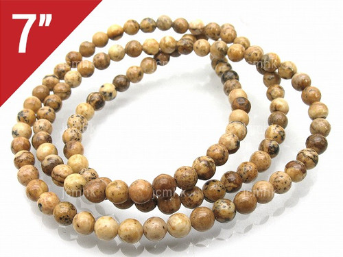 4mm Picture Jasper Round Loose Beads About 7" natural [i4b26]