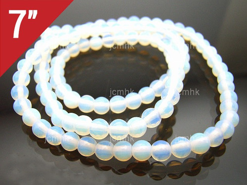 6mm Moonstone Opalite Round Loose Beads About 7" synthetic [i6a43]