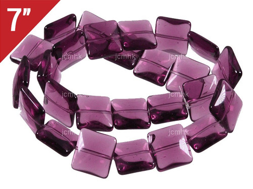 14mm Amethyst Puff Square Loose Beads 7" synthetic [iu83a6]