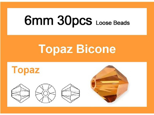 6mm Topaz Crystal Faceted Bicone Loose Beads 30pcs. [iuc22a12]