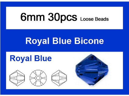 6mm Sapphire Crystal Faceted Bicone Loose Beads 30pcs. [iuc22a14]