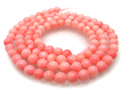 5.3-5.8mm Pink Coral Round Beads 15.5" dyed [6d38]