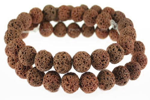 12mm Volcano Coffee Lava Round Beads 15.5" dyed [12kc]