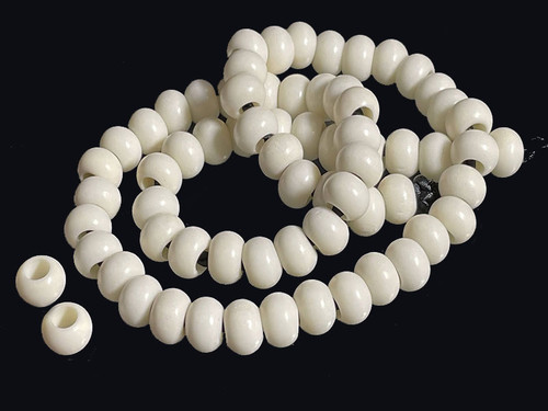 6x8mm Buffalo Bone Pony Beads 7" A grade, 4mm hole [6z3]