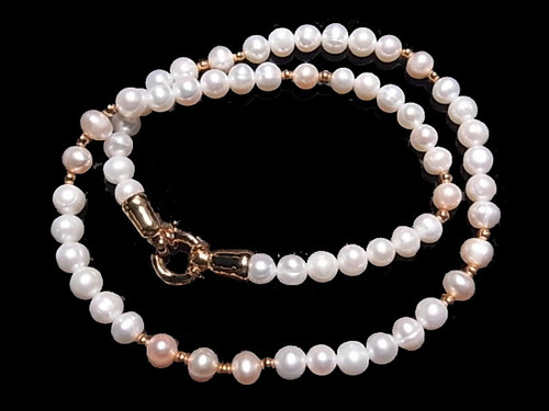 6-7mm Freshwater Pearl Necklace 18", 18K G.P.Clasp AA Grade Lustre [p102a]