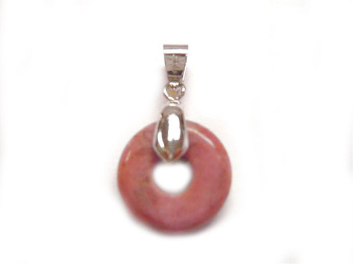 15mm Rhodonite Donut Pendant 1pc. [y903ap]