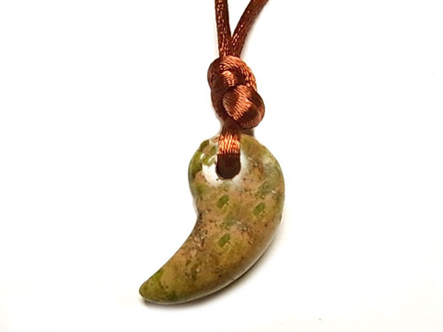 30mm Unakite Magatama Fortune Pendant with Satin Black Cord 36" [y944dr]