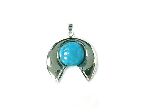 925 Sterling Silver 30mm Natural Arizona Turquoise Pendant [y831h]