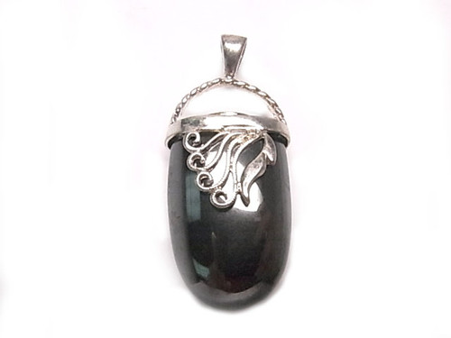 925 Sterling Silver 42mm Hematite Pendant [y809d]