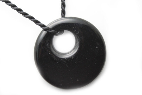 50mm Black Onyx Ago-Go Pendant Pendant with Black Satin Cord [y698ar]