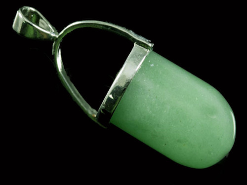 15x38mm Aventurine Bullet Silver Plated Pendant [y851c]