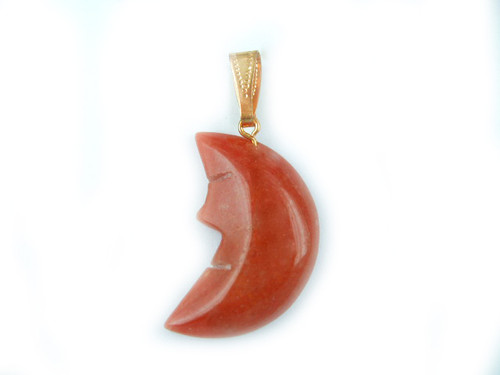 15x22mm Red Aventurine Moon Pendant [y219h]