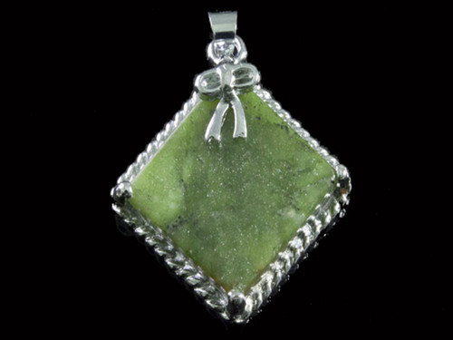 15x15mm China Nephrite Square Pendant Brass Silver Plated [y840d]