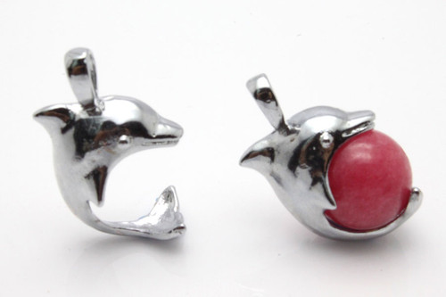 25mm Jumping Dolphin Pendant With 12mm Rhodonite Ball [y745-c54]