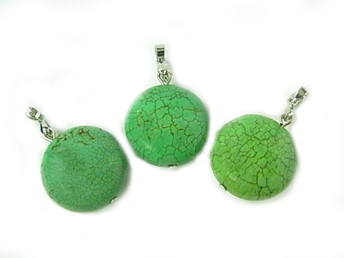 20mm Green Turquoise Puff Round Pendant [y237h]