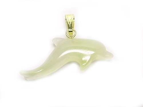 35mm Fine Carved New Jade Dolphin Pendant [y103k]