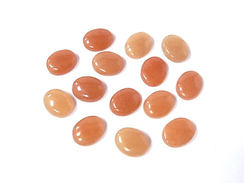 10x14mm Red Aventurine Oval Cabochon 5pcs. 2.5mm thick [y721d]