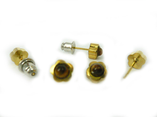 6mm Tiger Eye Flower Designer Earring [y268h]