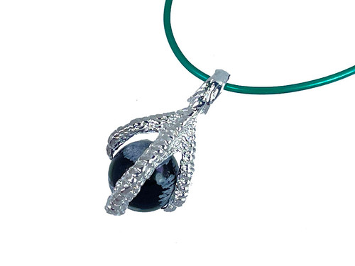 30mm Eagle Claw Pendant With 12mm Snowflake Obsidian Jade Ball [y847-b25]