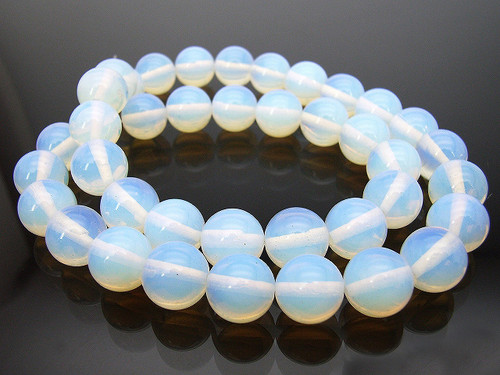 8mm Moonstone Opalite Round Beads 15.5" synthetic [8a43]