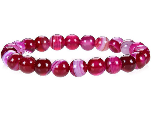 6mm Rose Banded Agate Elastic Bracelet 7.5" dyed [b2f21]