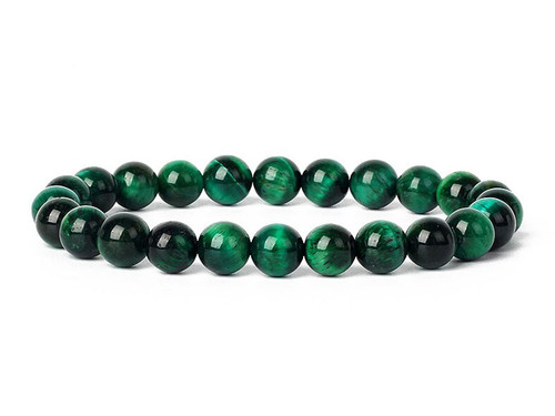 8mm Green Tiger Eye Elastic Bracelet 7.5" dyed [b3g3g]