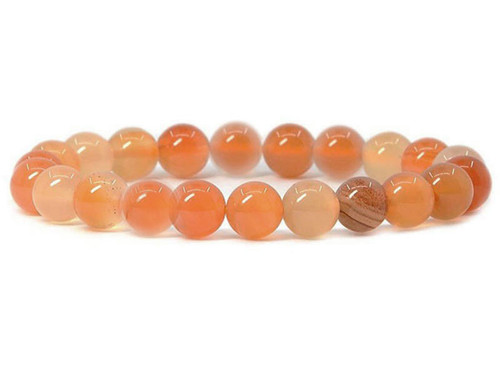 8mm Matte Carnelian Elastic Bracelet 7.5" heated [b3d17m]