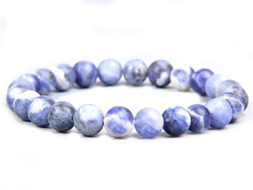 8mm Matte Sodalite Elastic Bracelet 7.5" natural [b3r24m]