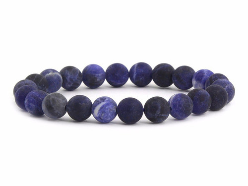 8mm Matte Dark Sodalite Elastic Bracelet 7.5" natural [b3r25m]