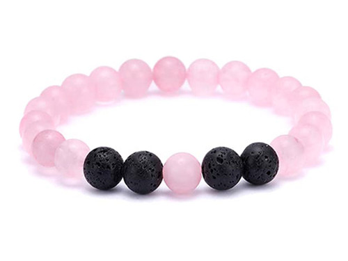 4mm Rose Quartz Elastic Bracelet 7.5" dyed [b1b1k]