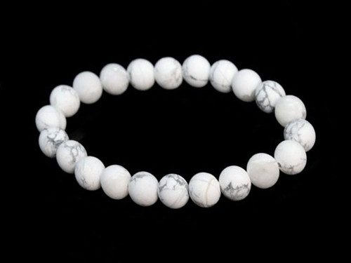 4mm Matte White Howlite Elastic Bracelet 7.5" natural [b1b9m]