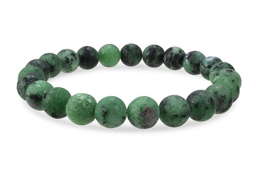 10mm Matte China Ruby Zoisite Elastic Bracelet 7.5" dyed [b4r1m]