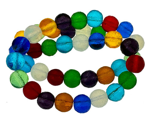 10mm Mix Sea Glass Round Beads 15.5" Synethic [s647]