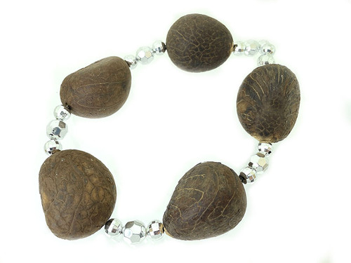 1.5-2.5" Natural Tagua Nut Beads 15.5" 5pcs [yc22n]