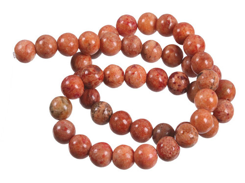 8mm Brown Fossil Round Beads 15.5" natural [8c34a]