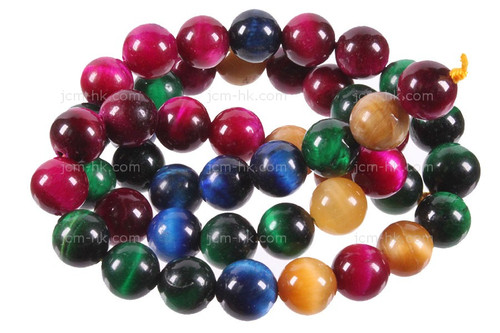 8mm Mix Tiger Eye Round Beads 15.5" dyed [8g3x]