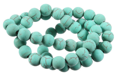 10mm Matte Green Turquoise Round Beads 15.5" stabilized [10d22m]