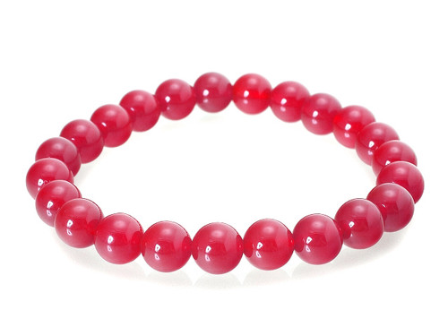 4mm Ruby Jade Elastic Bracelet 7.5" Natural Dyed [b1b76]