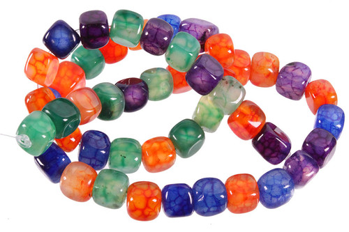 8mm Mix Agate Dice Beads 15.5" dyed [h24x]