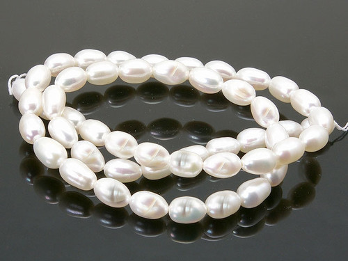 6-7mm White Rice Freshwater Pearl 14-15" A Grade Lustre [p6w]