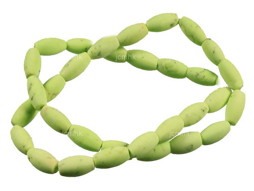 6x10mm Matte Lemon Turquoise Rice Beads 15.5" natural [s125m]