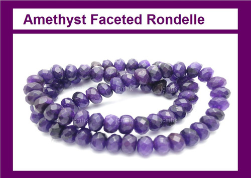 8mm Amethyst Natural Rondelle Beads 15.5" dyed quartz [s3d11]