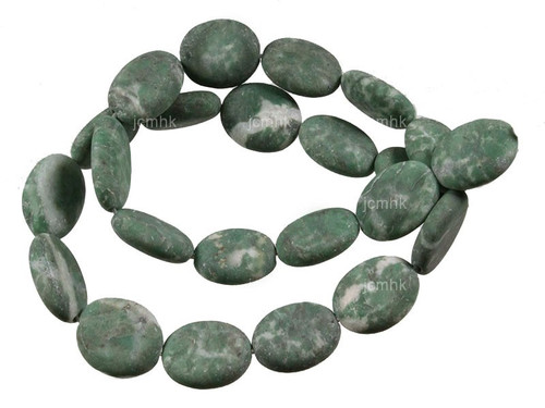 12x16mm Matte China Jade Puff Oval Beads 15.5" natural [s7a27-12m]
