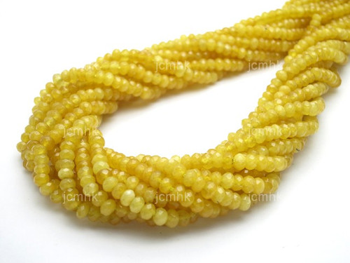 4mm Yellow Chalcedony Faceted Rondelle Beads 15.5" dyed [sc1b92]