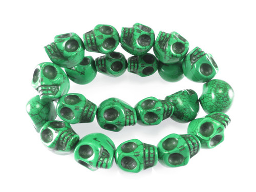 23x18mm Green Magnesite Skull Beads 15.5" [t174g]