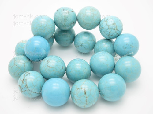 20mm Blue Turquoise Round Beads 15.5" stabilized [t1b20]