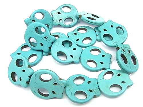 24x27mm Blue Magnesite Skull Beads 15.5" [t352b]