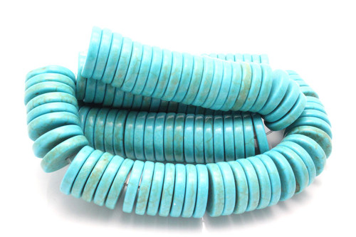 16mm Blue Turquoise Heishi Beads 15.5" stabilized [t3b16h]