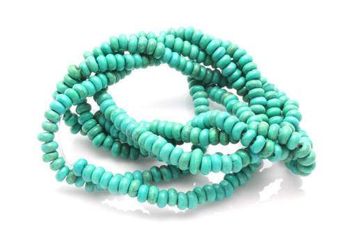 4mm Tibetan Turquoise Rondelle Beads 15.5" stabilized [t3c4]